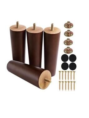 Set of 4 Wooden Furniture Legs with Mounting Hardware